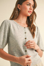 Load image into Gallery viewer, MIOU MUSE - PUFF SHORT SLEEVE CARDIGAN- Heather Grey
