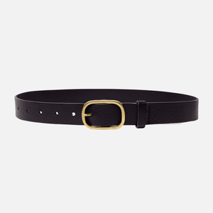 Amsterdam Heritage - Marin Gold Oval Buckle Belt Black- M/L