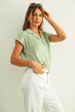 Load image into Gallery viewer, MIOU MUSE - Cream BUTTON DOWN CAP SLEEVE SHIRTS

