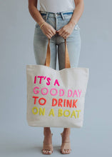Load image into Gallery viewer, Panache Apparel Co. - Cream Drink On A Boat Tote
