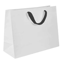 Load image into Gallery viewer, Box &amp; Wrap - Manhattan Twill Ribbon Handle Bags: Wall Street White - Twill Ribbon Handle Gift Bag / 10 x 5 x 13" / Case/100
