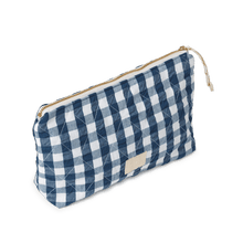 Load image into Gallery viewer, JUNA - Quilted Cotton Makeup Bag: Green/Sand
