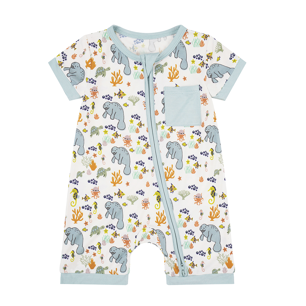 Emerson and Friends - Manatee Bamboo Shortie Romper