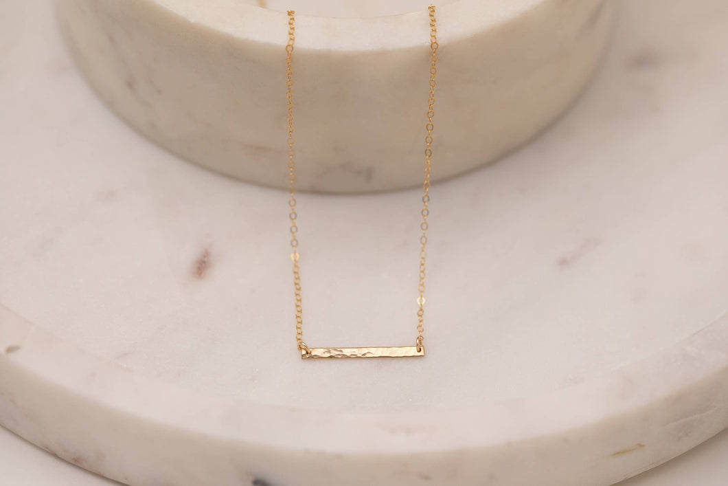 Thira Jewelry - Hammered Gold Bar Necklace