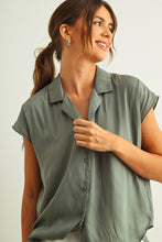 Load image into Gallery viewer, MIOU MUSE - Cream BUTTON DOWN CAP SLEEVE SHIRTS
