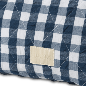 JUNA - Quilted Cotton Makeup Bag: Green/Sand