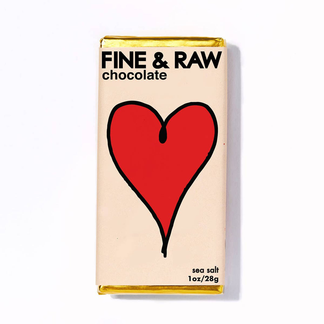 FINE & RAW - Valentines 2025 1oz Sea Salt Chocolate Bar