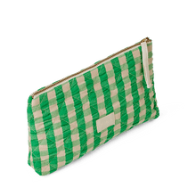 Load image into Gallery viewer, JUNA - Quilted Cotton Makeup Bag: Green/Sand
