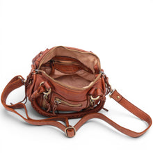 Load image into Gallery viewer, Bolsa Nova Handbags - Small Leather Pocket Satchel w/removeable strap: Cognac
