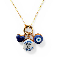Load image into Gallery viewer, Shá Parlé - Evil Eye Charm: Blue / Gold Luster
