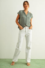 Load image into Gallery viewer, MIOU MUSE - Baby Blue - BUTTON DOWN CAP SLEEVE SHIRT
