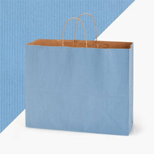 Load image into Gallery viewer, Nashville Wraps - Recycled Shadow Stripe Kraft Paper Retail Shopping Bags: Picket Fence / 25 Pack / Cub 8x4.75x10.5"
