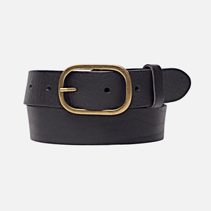 Amsterdam Heritage - Marin Gold Oval Buckle Belt Black- M/L