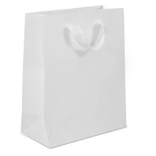 Load image into Gallery viewer, Box &amp; Wrap - Manhattan Twill Ribbon Handle Bags: Wall Street White - Twill Ribbon Handle Gift Bag / 10 x 5 x 13" / Case/100
