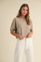 Load image into Gallery viewer, MIOU MUSE -SHORT SLEEVE SWEATER TOP: MOCHA
