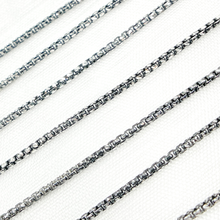 Load image into Gallery viewer, Tresor Jewelry Inc. - Black Rhodium &amp; White 925 Sterling Silver Diamond Cut Box Chain. X9ND: Black &amp; Silver / 1 Ft / Box
