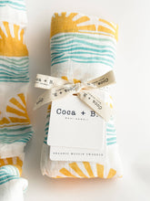 Load image into Gallery viewer, Coca + B. - Sun and Wave Surfer Organic Bamboo Swaddle
