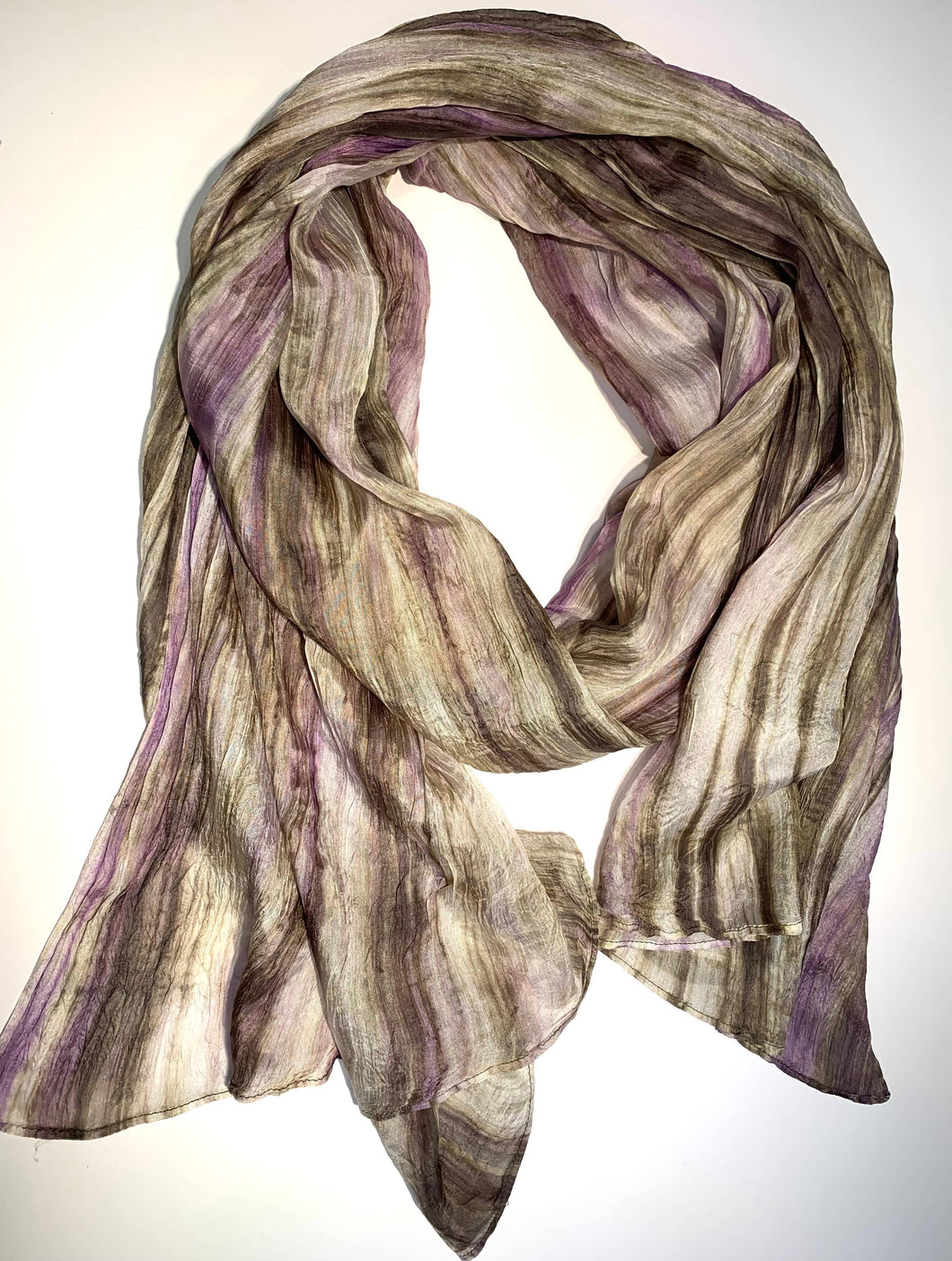 WATERCOLOR SILK SCARF SC1000 #262 OLIVE & LAVENDER