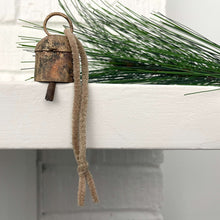 Load image into Gallery viewer, fort &amp; field - Rounded tin brass bell holiday Christmas ornament twine jute: Jute
