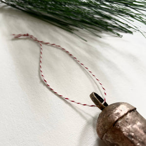 fort & field - Rounded tin brass bell holiday Christmas ornament twine jute: Jute