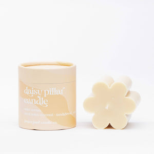 Ginger June Candle Co. - cream daisy pillar candle  • 9 oz soy candle