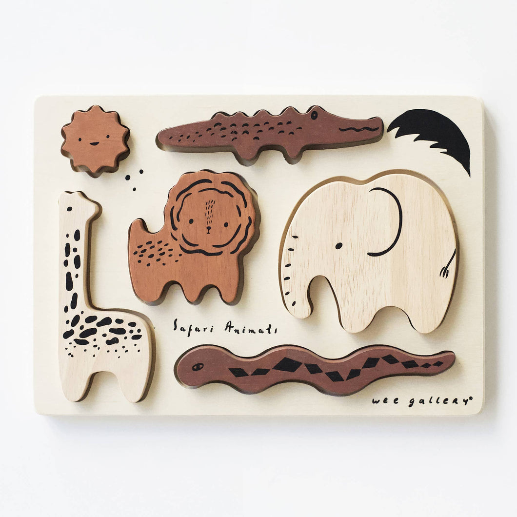 Wee Gallery - Wooden Tray Puzzle - Safari Animals - 2nd Edition