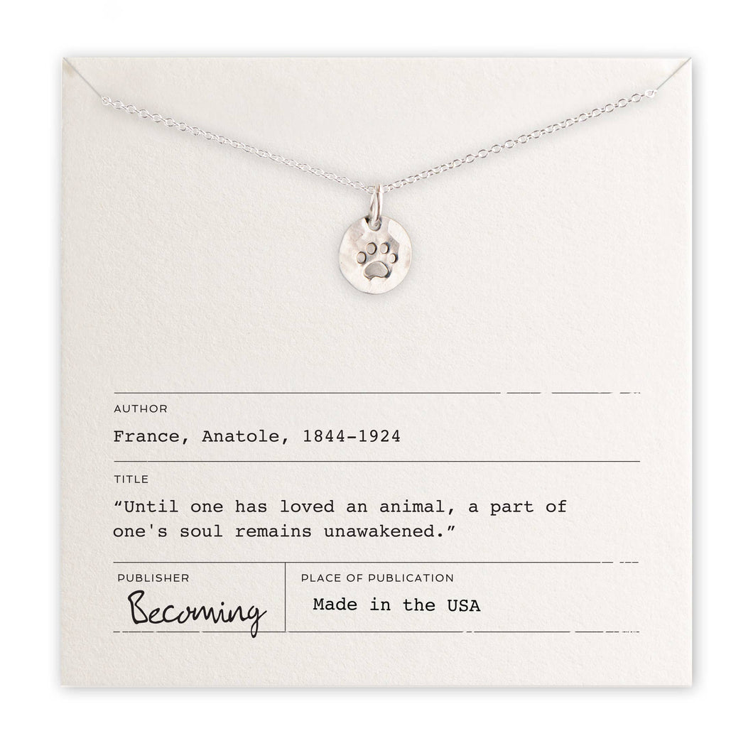 Becoming Jewelry - Paw Print Necklace- Sterling Silver
