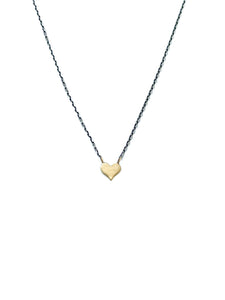 CLP Jewelry - 14k Tiny Gold Heart on Delicate Sterling Silver Chain