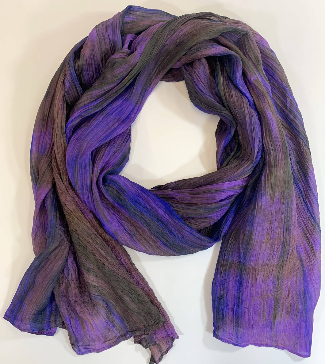 WATERCOLOR SILK SCARF SC1000 #393 PURPLE & OLIVE