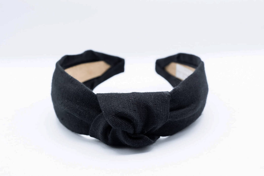 Maddie and Me Handmade - Black Knotted Headband | Linen | Tween | Girls | Women
