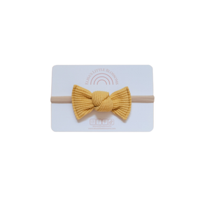 Elisa's Little Blossoms, LLC - Knot Single Bow - Organic Waffle // Sunflower