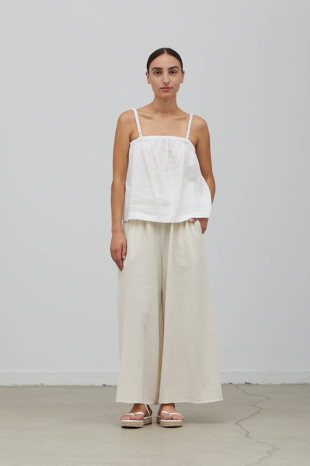 Grade & Gather ACID WASH WIDE GAUZE PANTS
