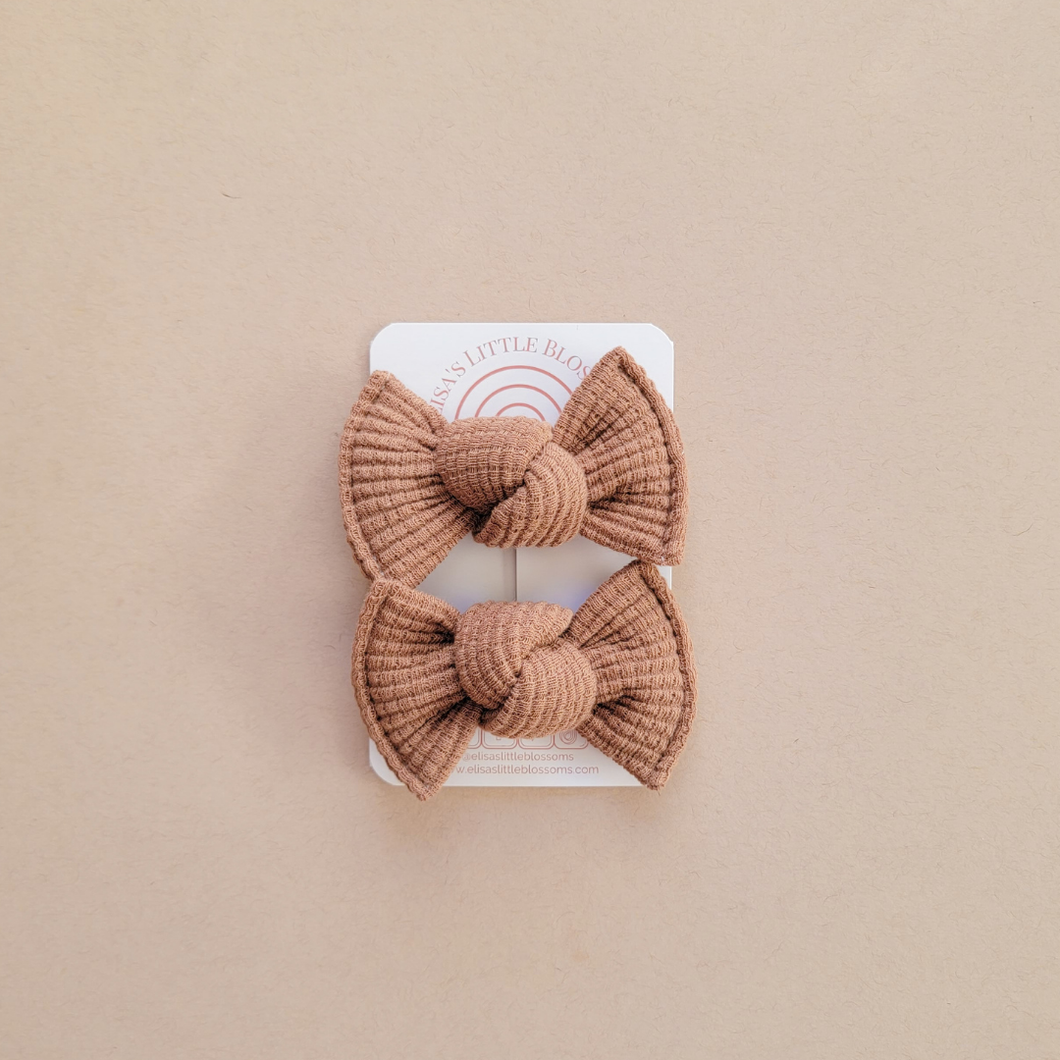 Elisa's Little Blossoms, LLC - Knot Pigtail Set - Organic Waffle Knit // Maple