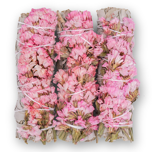 Pink Sinuata Flower with White Sage Bundles