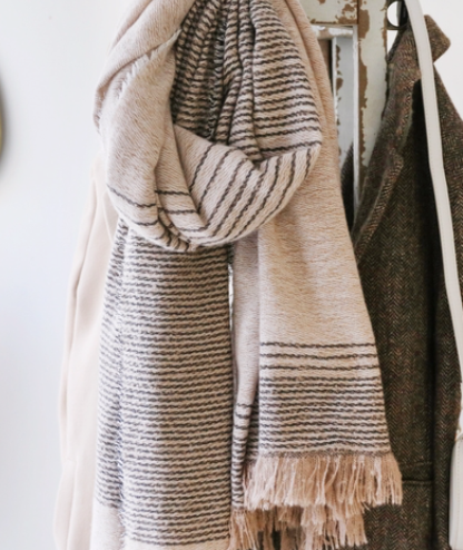 Beige Striped Scarf