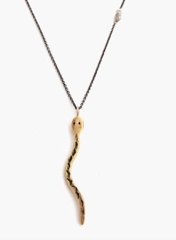 CLP Bronze Snake on Oxidized Silver Chain