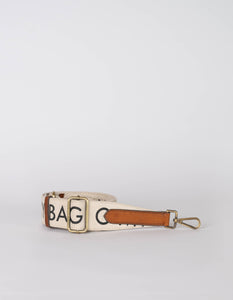 O My Bag - Canvas Logo Strap - White / Cognac Classic Leather