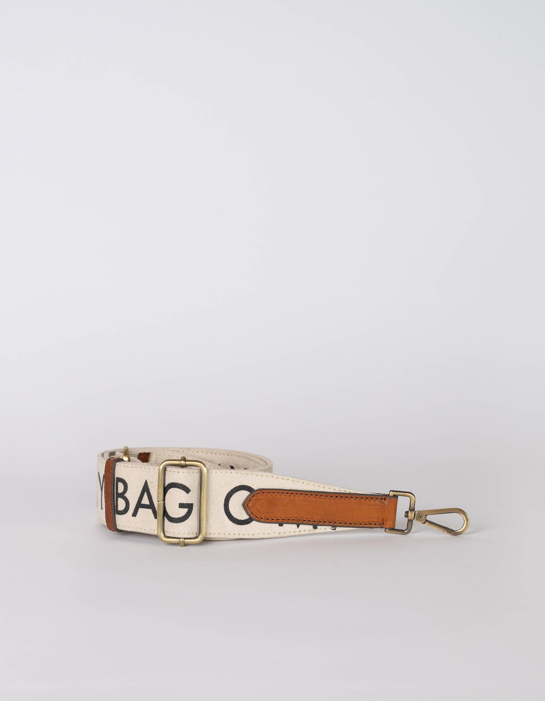 O My Bag - Canvas Logo Strap - White / Cognac Classic Leather