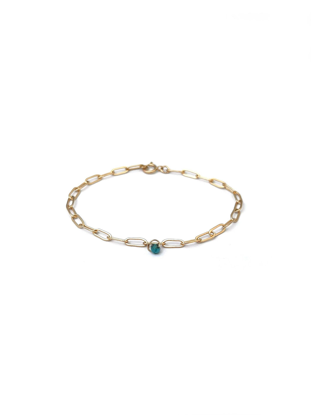 CLP Jewelry - Goldfill Paperclip Bracelet-Turquoise