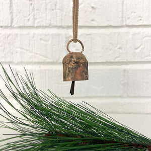 fort & field - Rounded tin brass bell holiday Christmas ornament twine jute: Jute