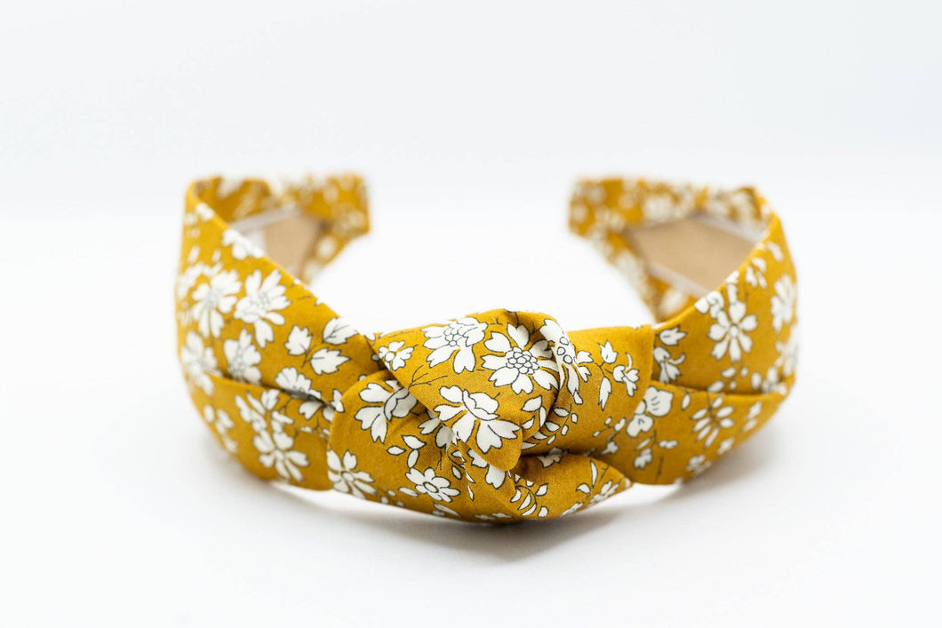 Maddie and Me Handmade - Knotted Headband Women | Liberty Fabric | Mustard | Floral